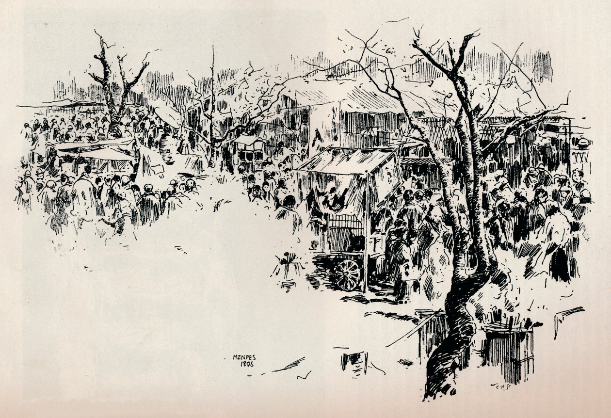 Uma cena de rua em Asakusa, c1897 de Mortimer L Menpes