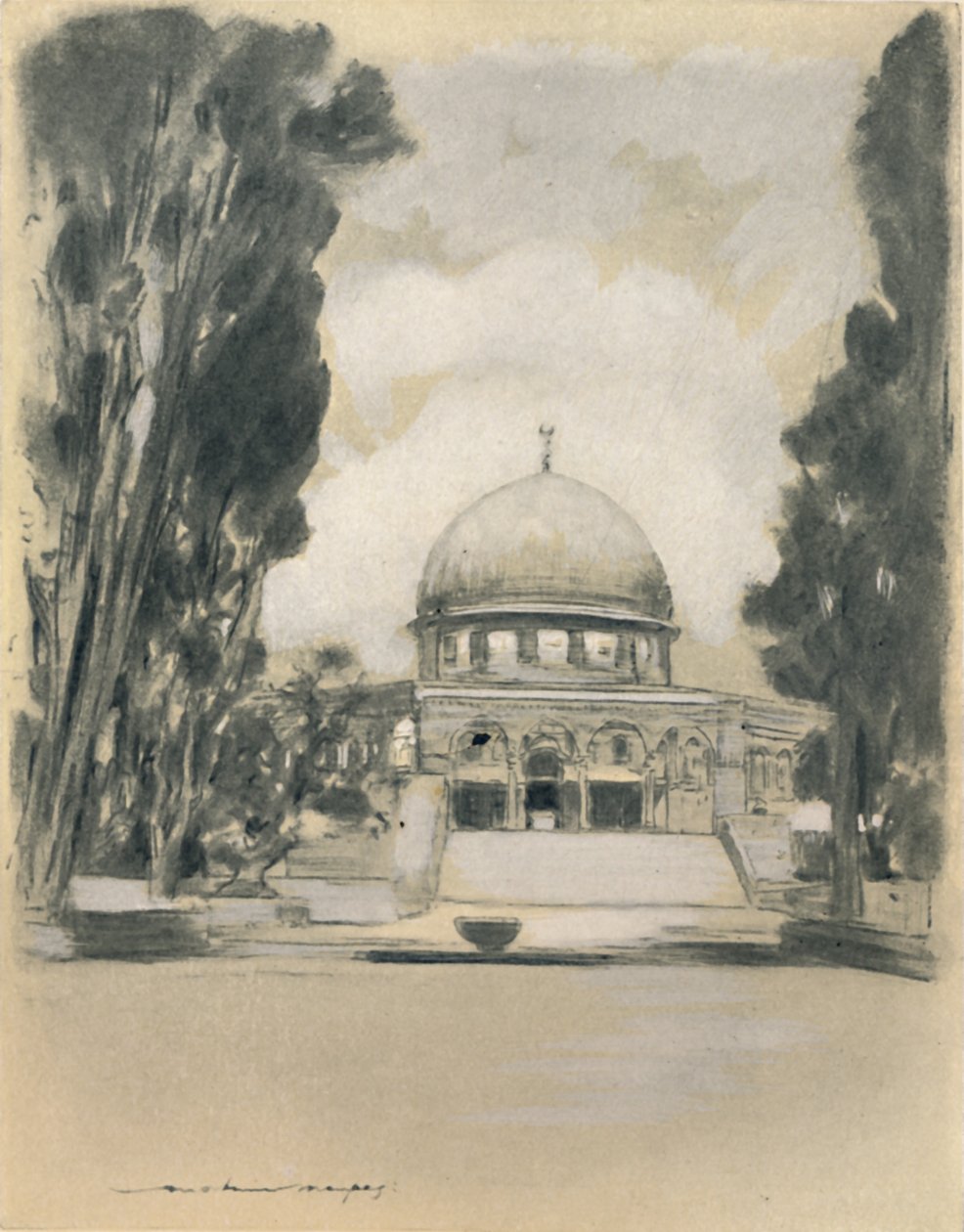 "Mesquita de Omar, Jerusalém", 1903 de Mortimer L Menpes