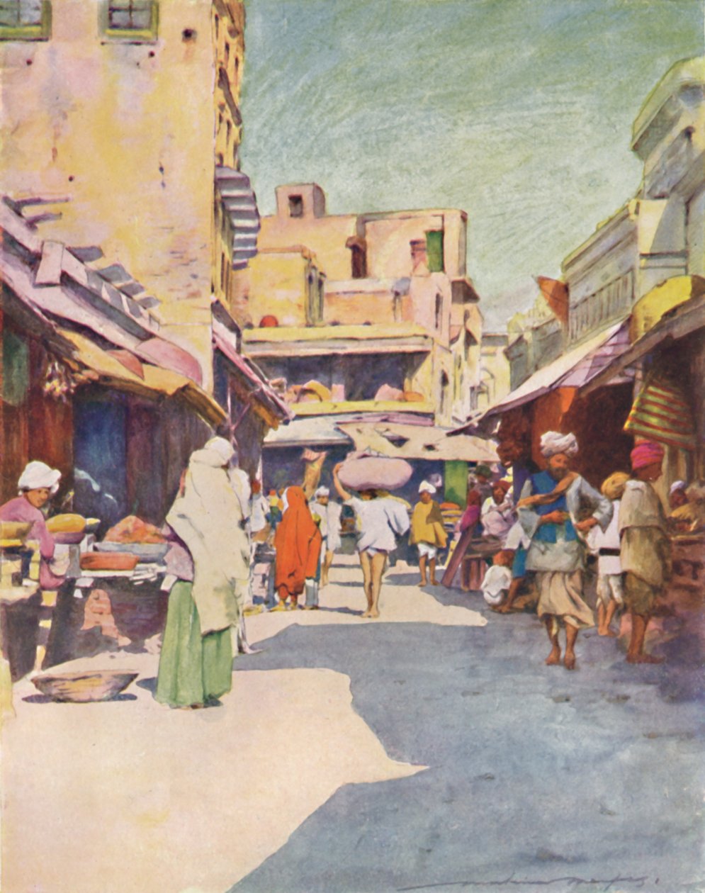 Um bazar em Amritsar, 1905 de Mortimer Ludington Menpes