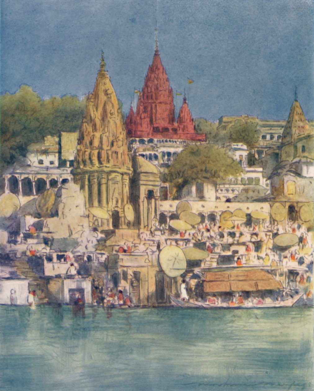 Um festival do rio em Benares, 1905 de Mortimer Ludington Menpes