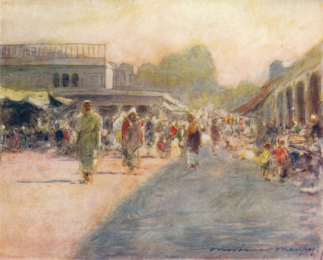 Uma rua em Peshawur, 1905 de Mortimer Ludington Menpes