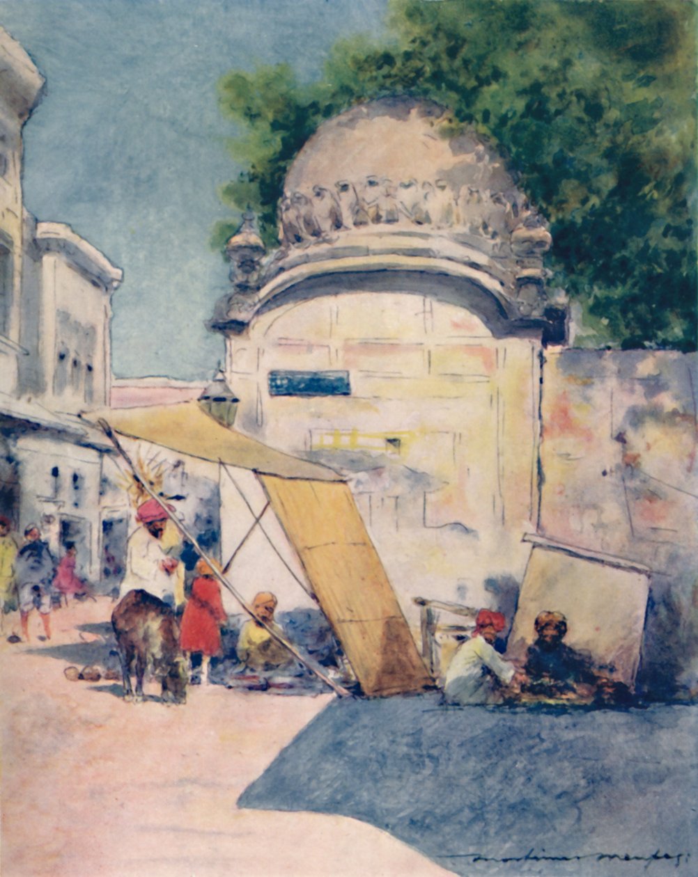 Na esquina de uma rua, Amritsar, 1905 de Mortimer Ludington Menpes