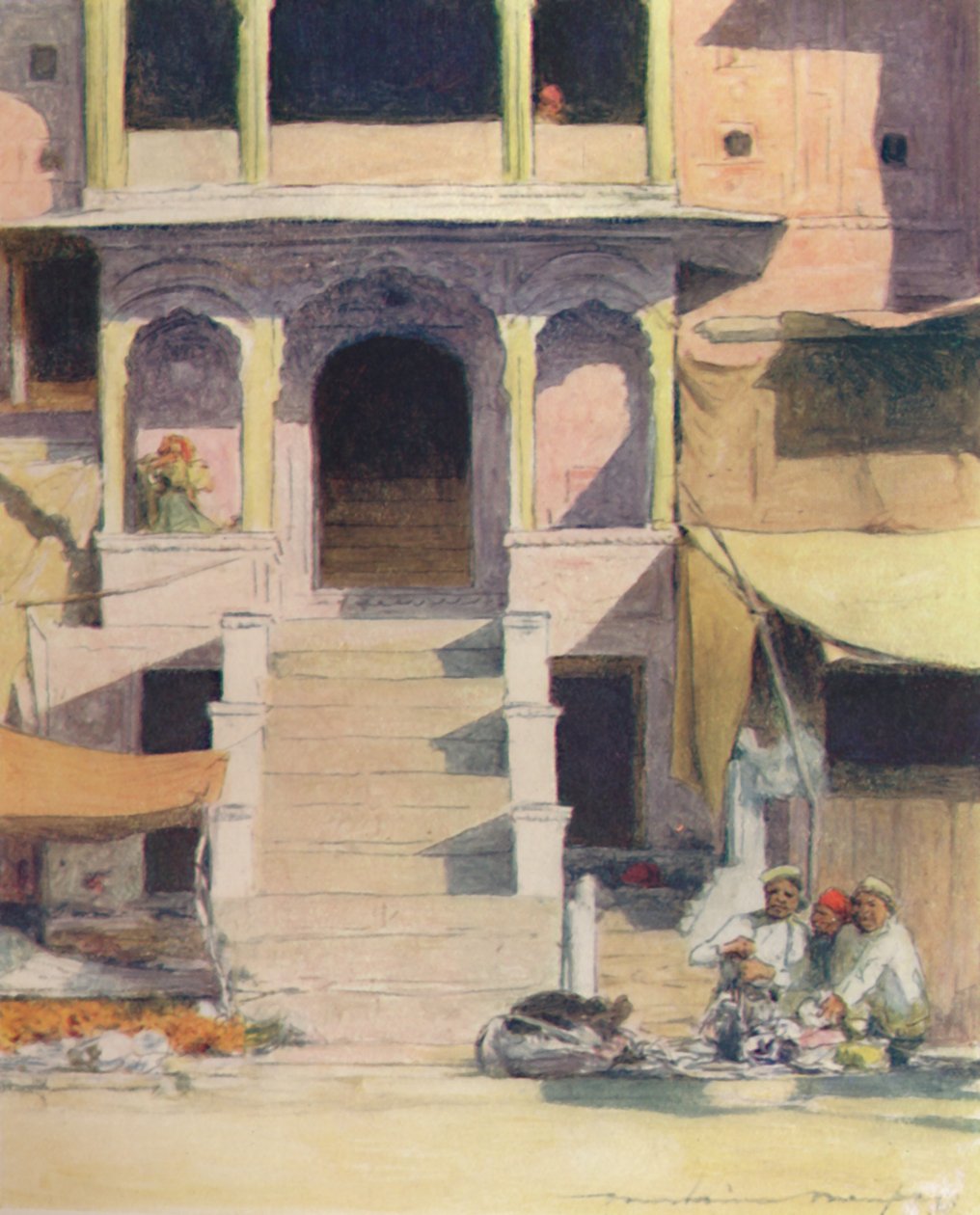 Nos degraus de um palácio, 1905 de Mortimer Ludington Menpes