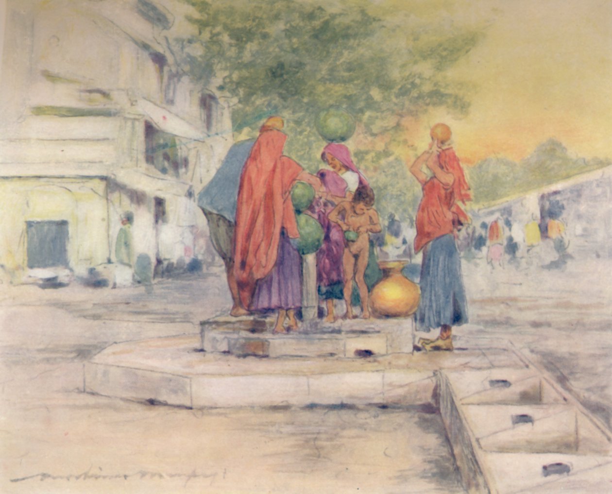 Pela fonte, Jeypore, 1905 de Mortimer Ludington Menpes