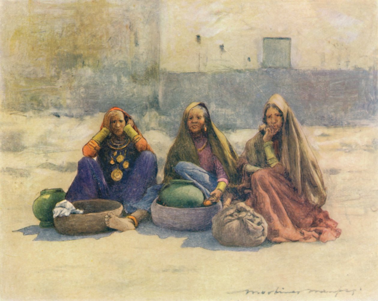 Mulheres do mercado de Ajmere, 1905 de Mortimer Ludington Menpes