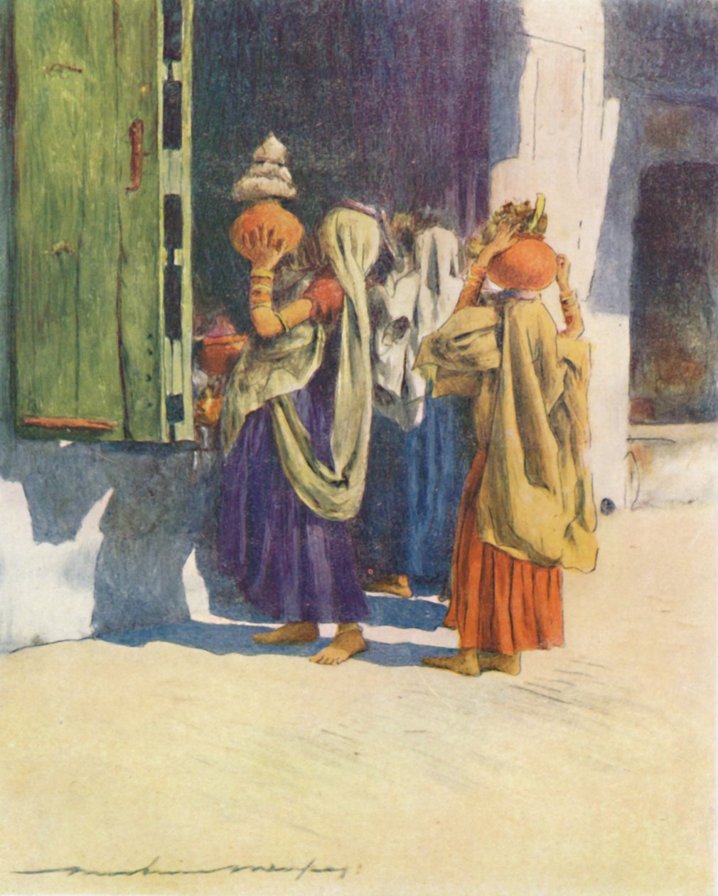 Transportadores de água em Nutha, 1905 de Mortimer Ludington Menpes