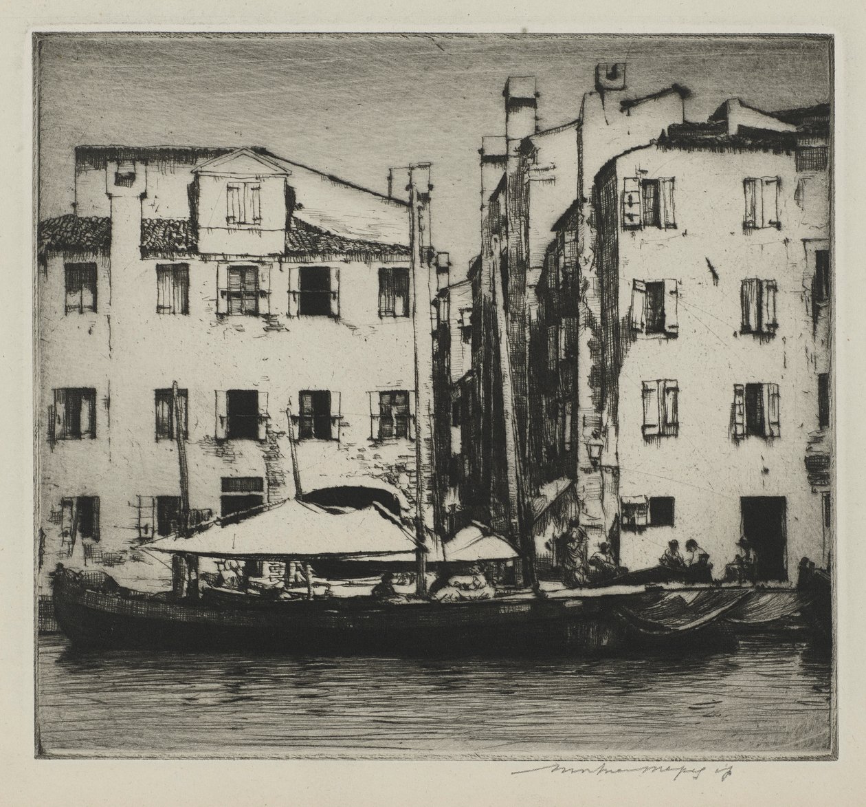 Barcos em um canal, Ilha Veneziana de Mortimer Menpes