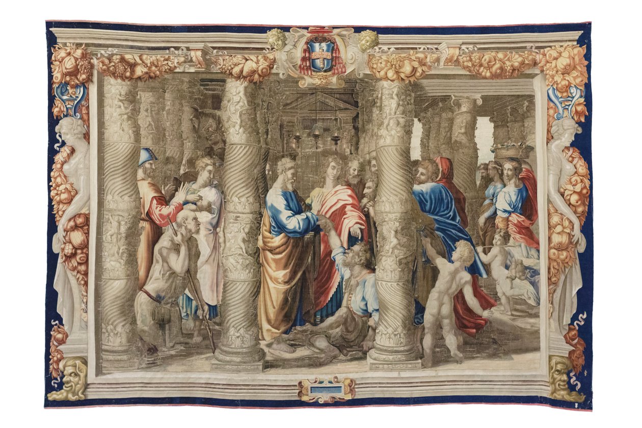 São Pedro cura o aleijado, c.1630 (tapeçaria sobre desenhos de Rafael) de Mortlake Tapestry Manufactory