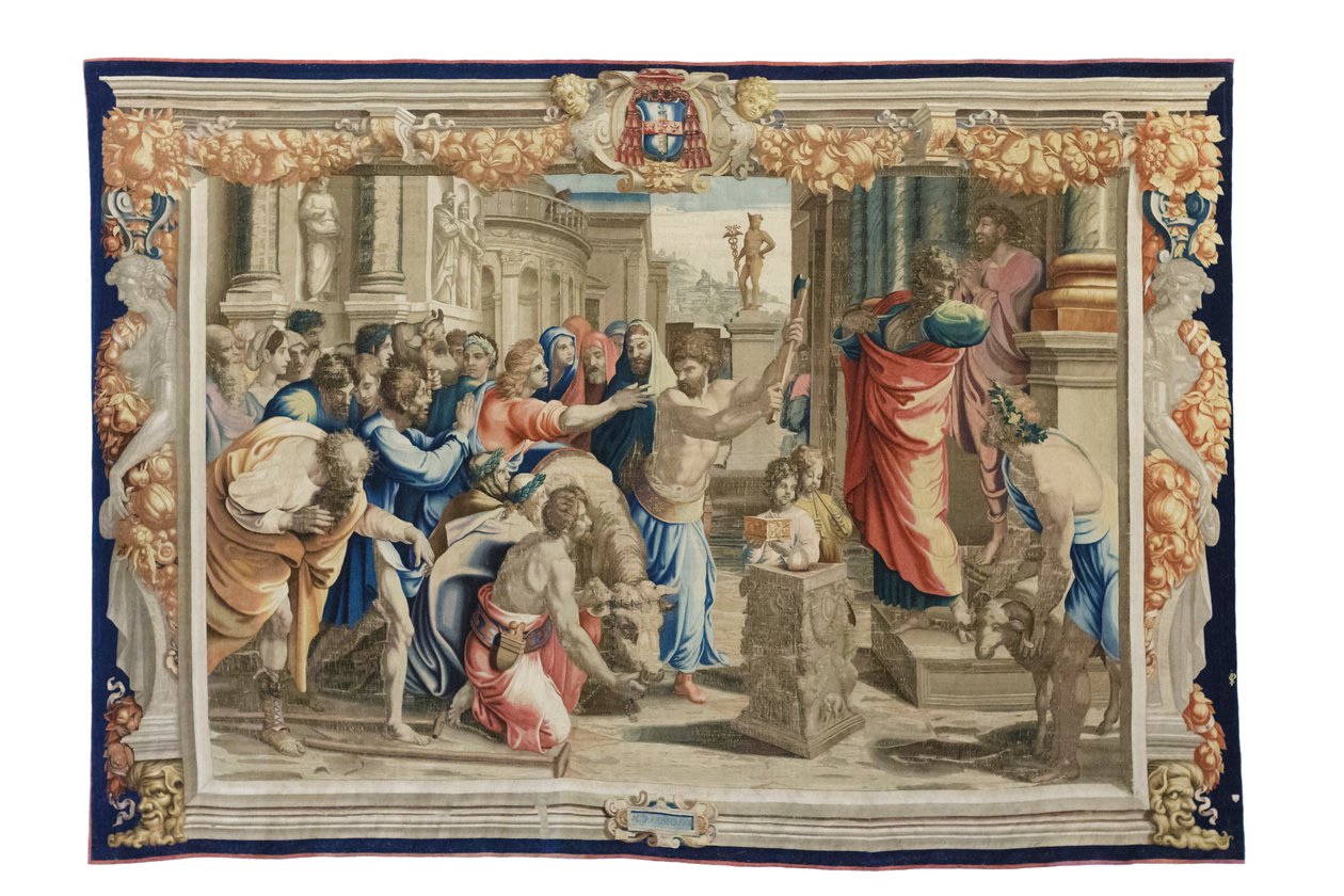 O sacrifício de Listri, c.1630 (tapeçaria sobre caricaturas de Rafael) de Mortlake Tapestry Manufactory