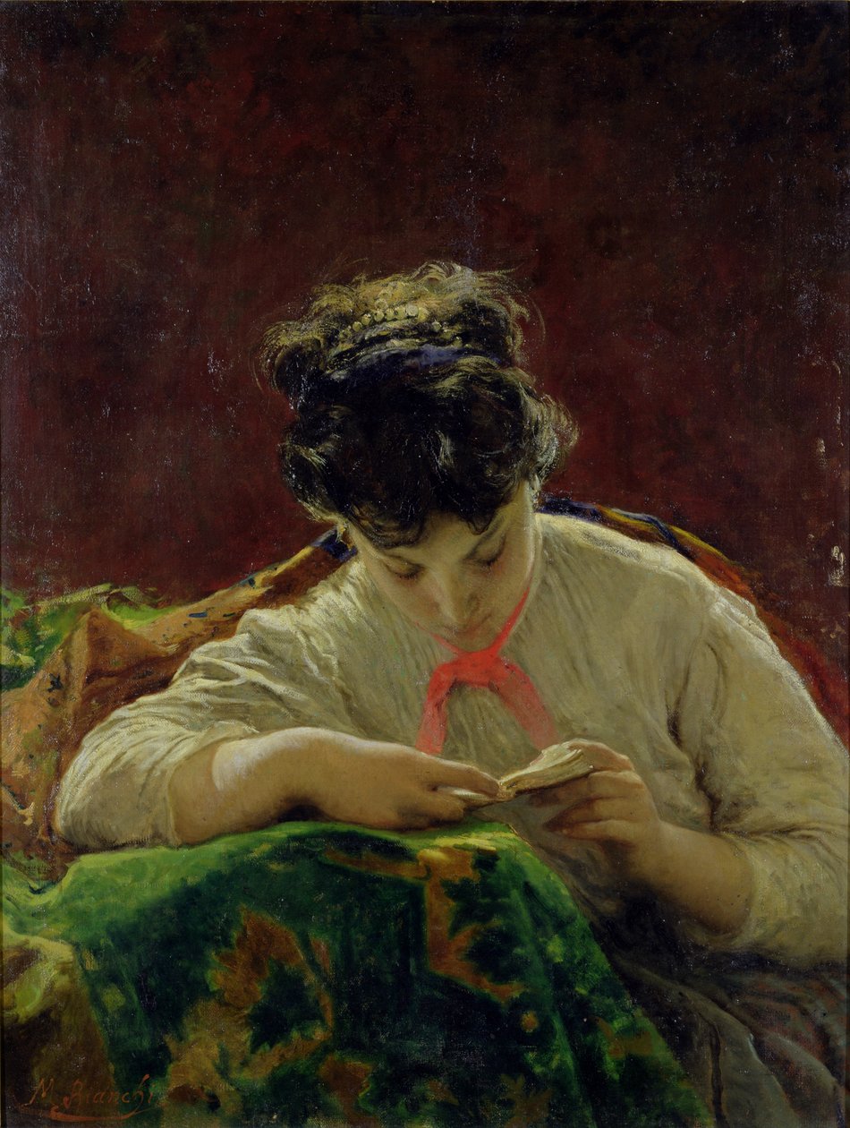 Mulher jovem, leitura de Mose Bianchi