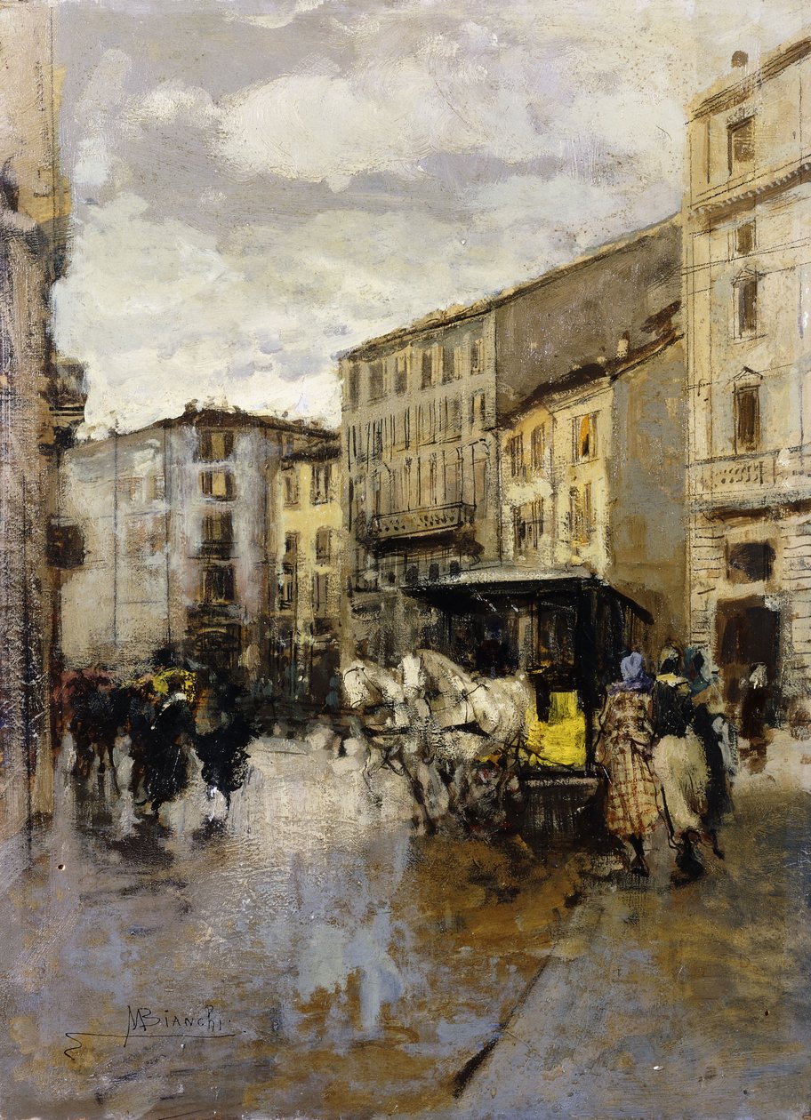 Uma cena de rua, Milão, de Mose Bianchi
