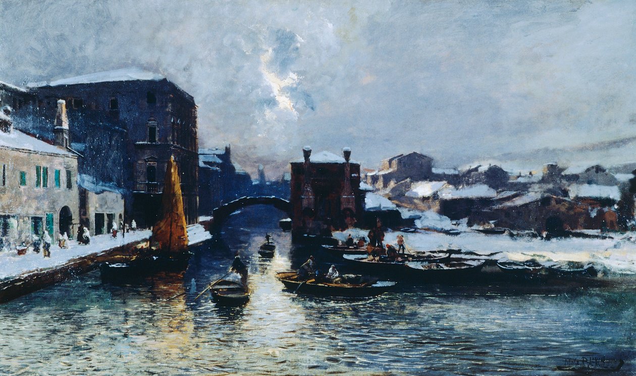 Chioggia sob a neve de Mose Bianchi