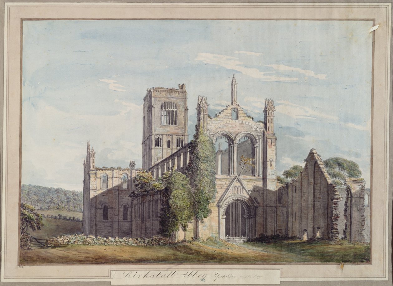 Vista noroeste da Abadia de Kirkstall, 1777 de Moses Griffiths