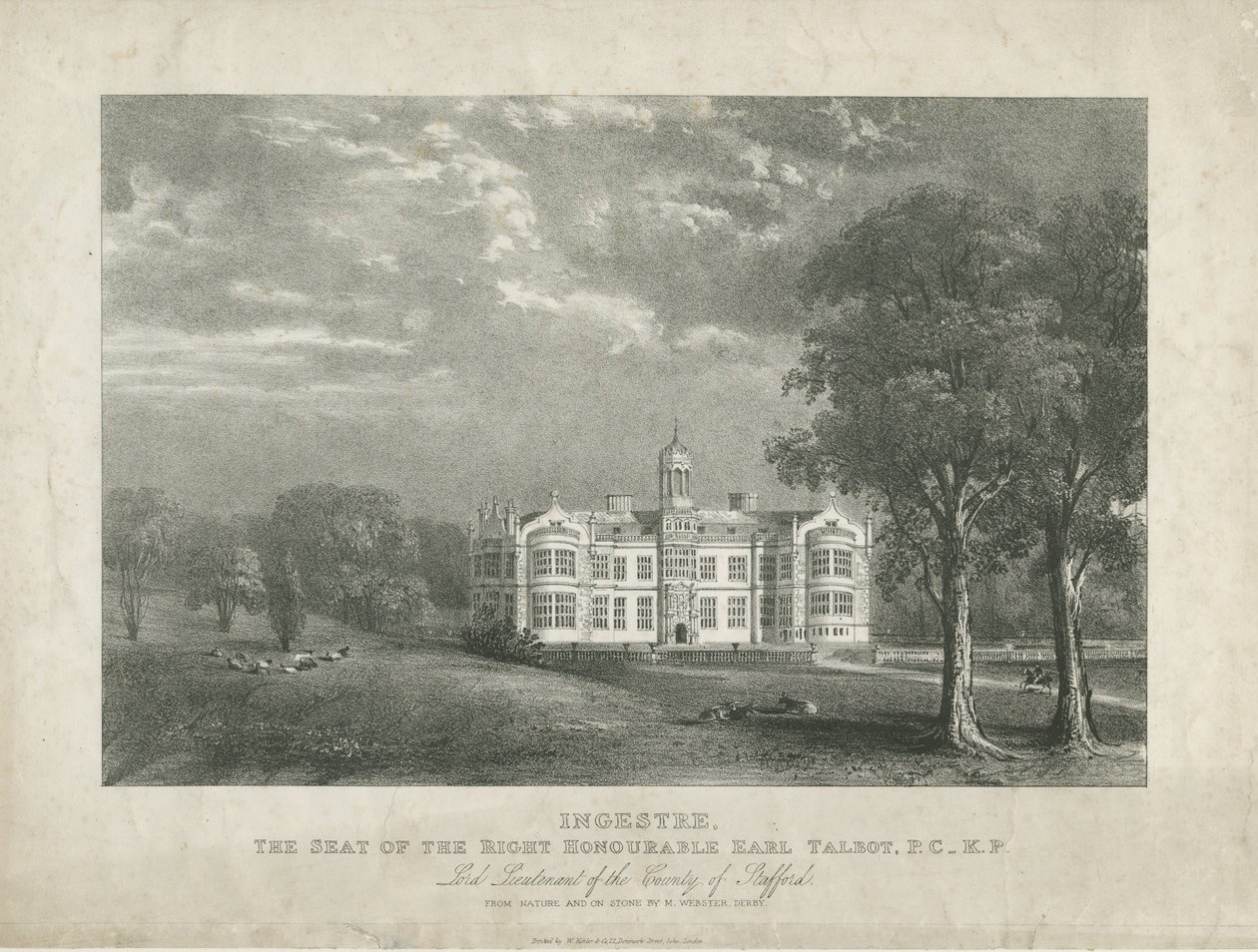 Ingestre Hall: litografia, nd [c 1840] de Moses Webster