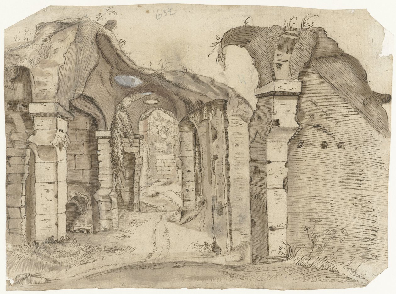 Caminho através do Coliseu, Roma de Moses ter Borch (manner of)