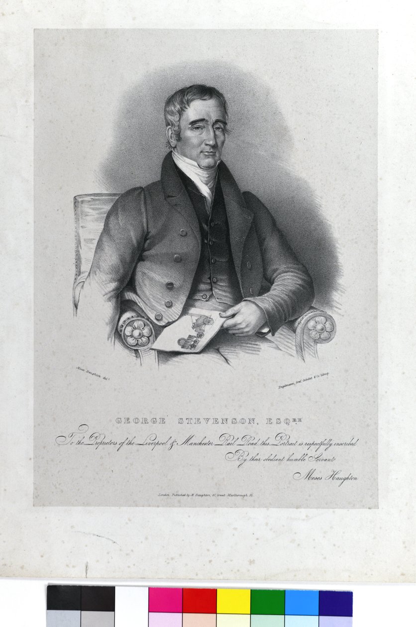 George Stephenson, Esqre., c.1830 (litografia sobre papel) de Moses the Younger (after) Haughton