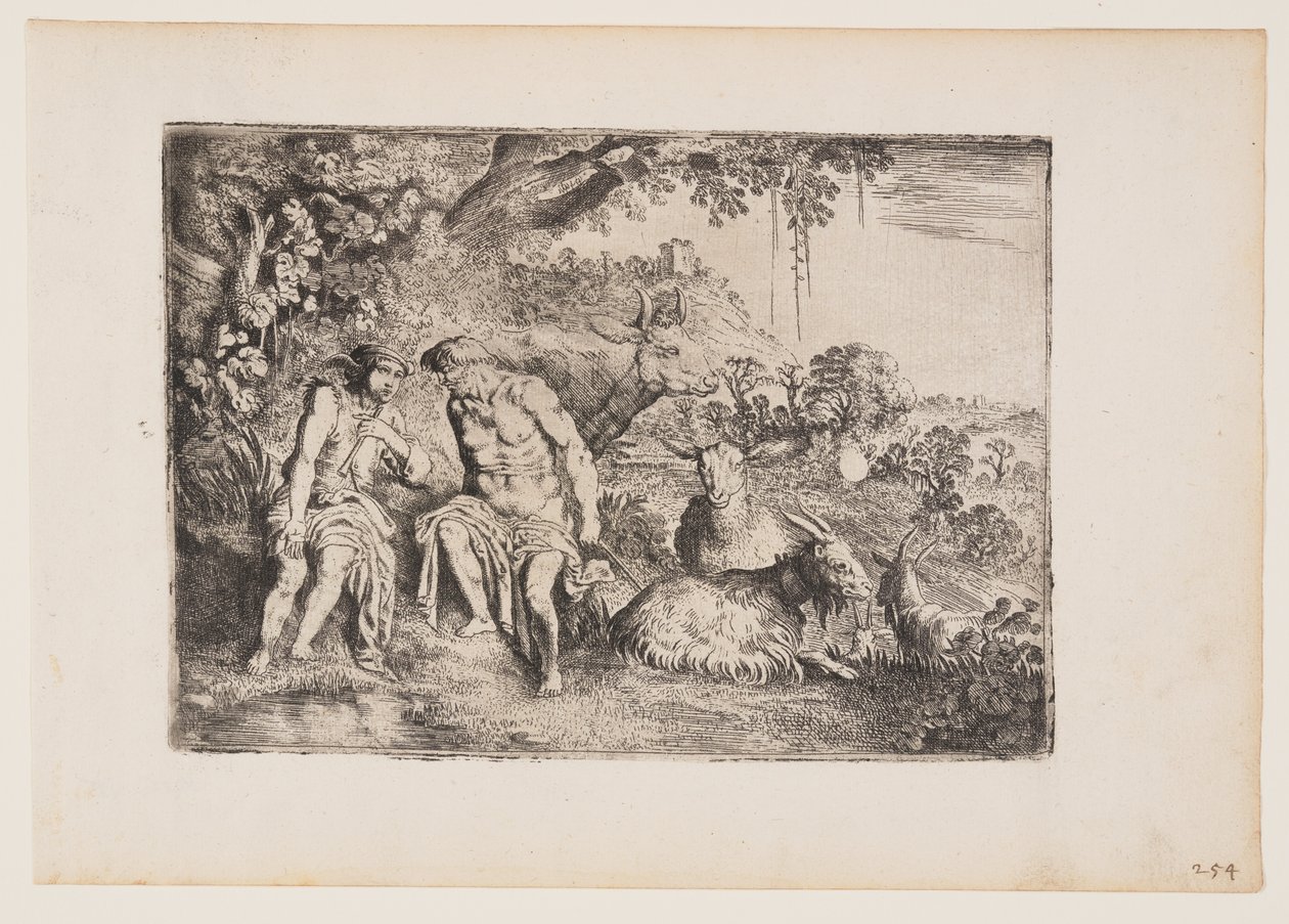 Mercúrio a embalar Argus para dormir, placa 4 de A história de Mercúrio e Argus de Moses van Uyttenbroeck