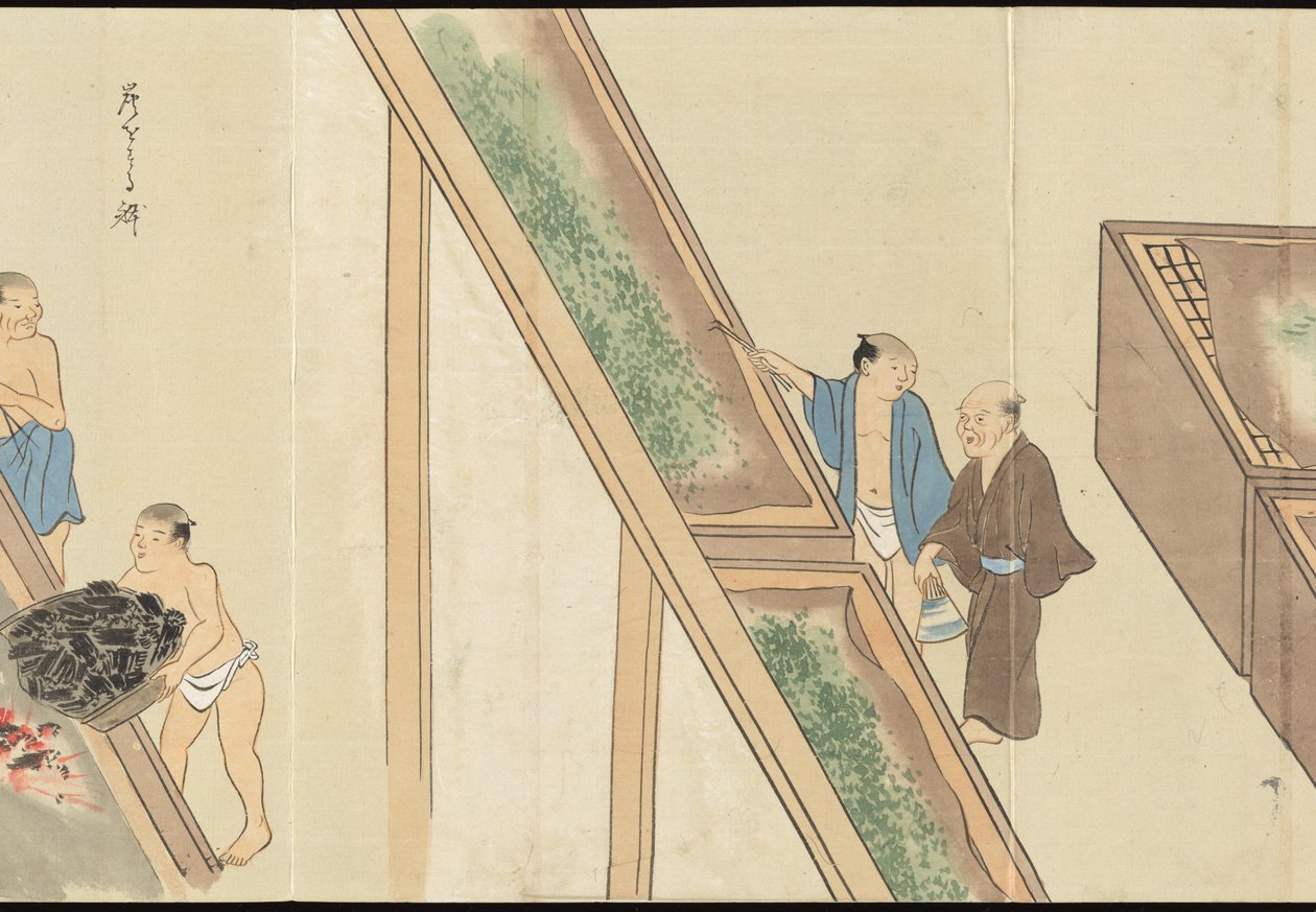 Ilustrações da produção de chá Uji de Motonari Sait?