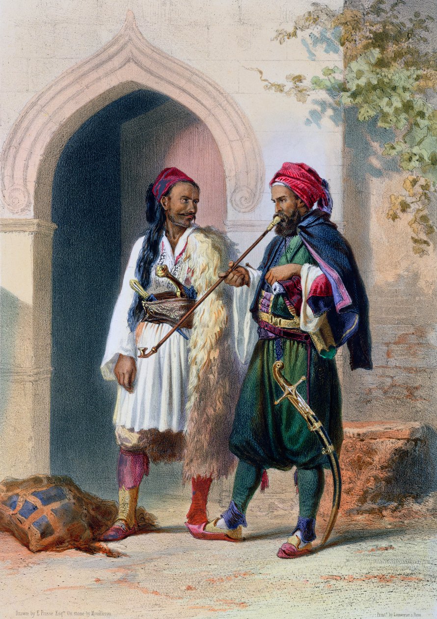 Soldados Arnaout e Osmanli em Alexandria, Egito, 1848 de Mouilleron