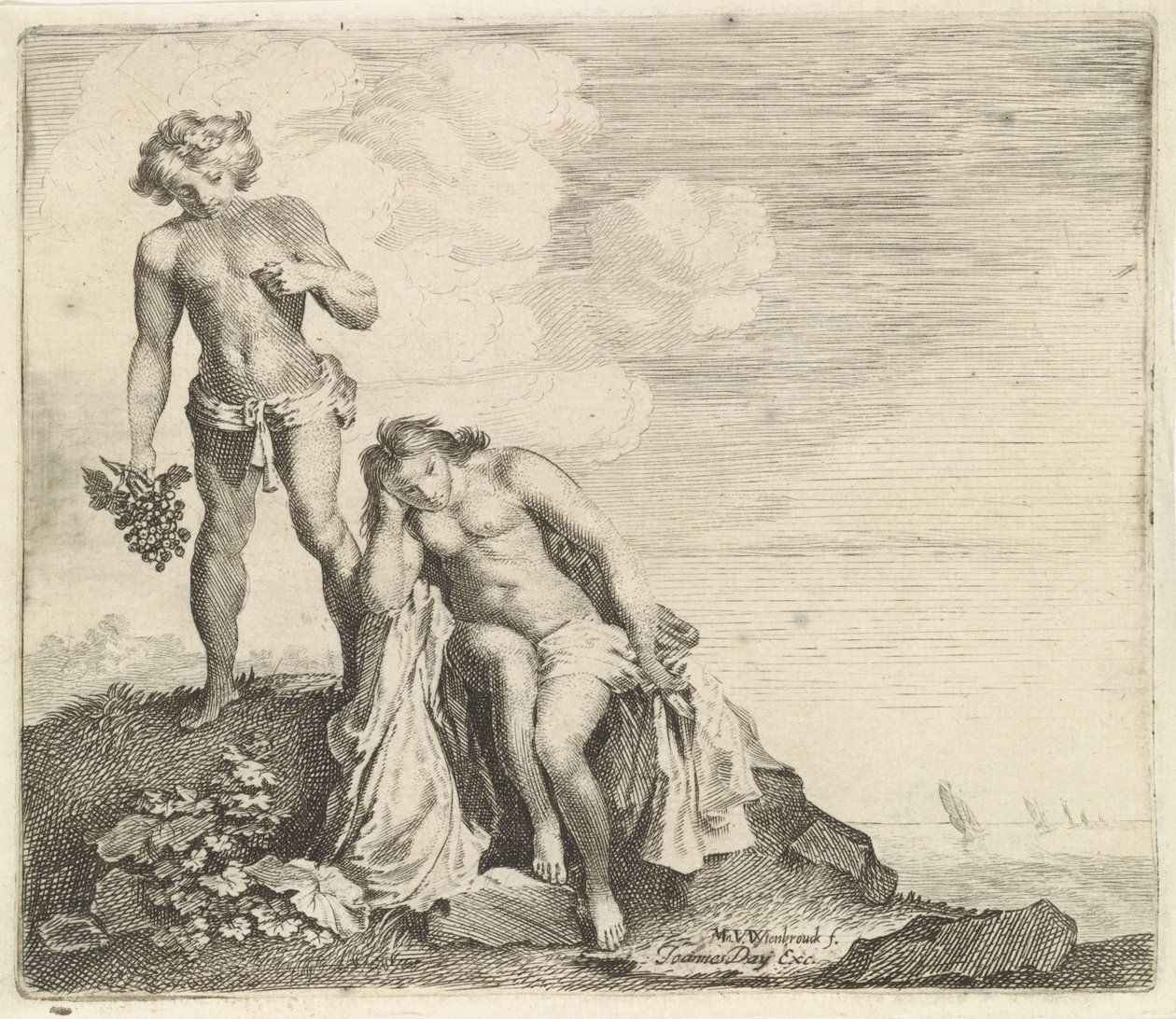 Bacchus encontra Ariadne em Naxos de Moyses van Wtenbrouck