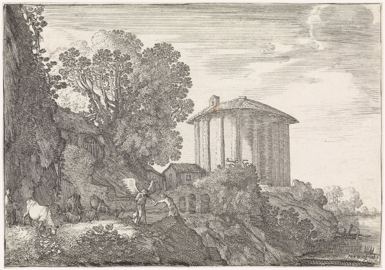 Paisagem com o Templo de Vesta Paisagens da Arcádia (título da série) de Moyses van Wtenbrouck