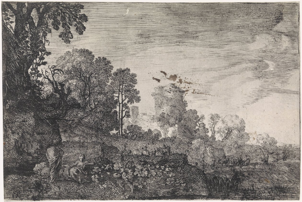 Paisagem com um rebanho sobre uma ponte
Paisagens arcadianas (título da série) de Moyses van Wtenbrouck