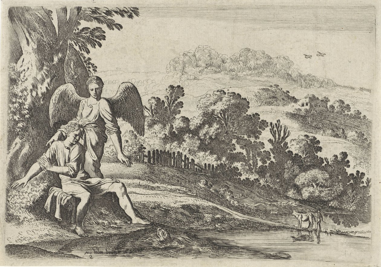 Tobias assustado com os peixes
A história de Tobias (título da série) de Moyses van Wtenbrouck