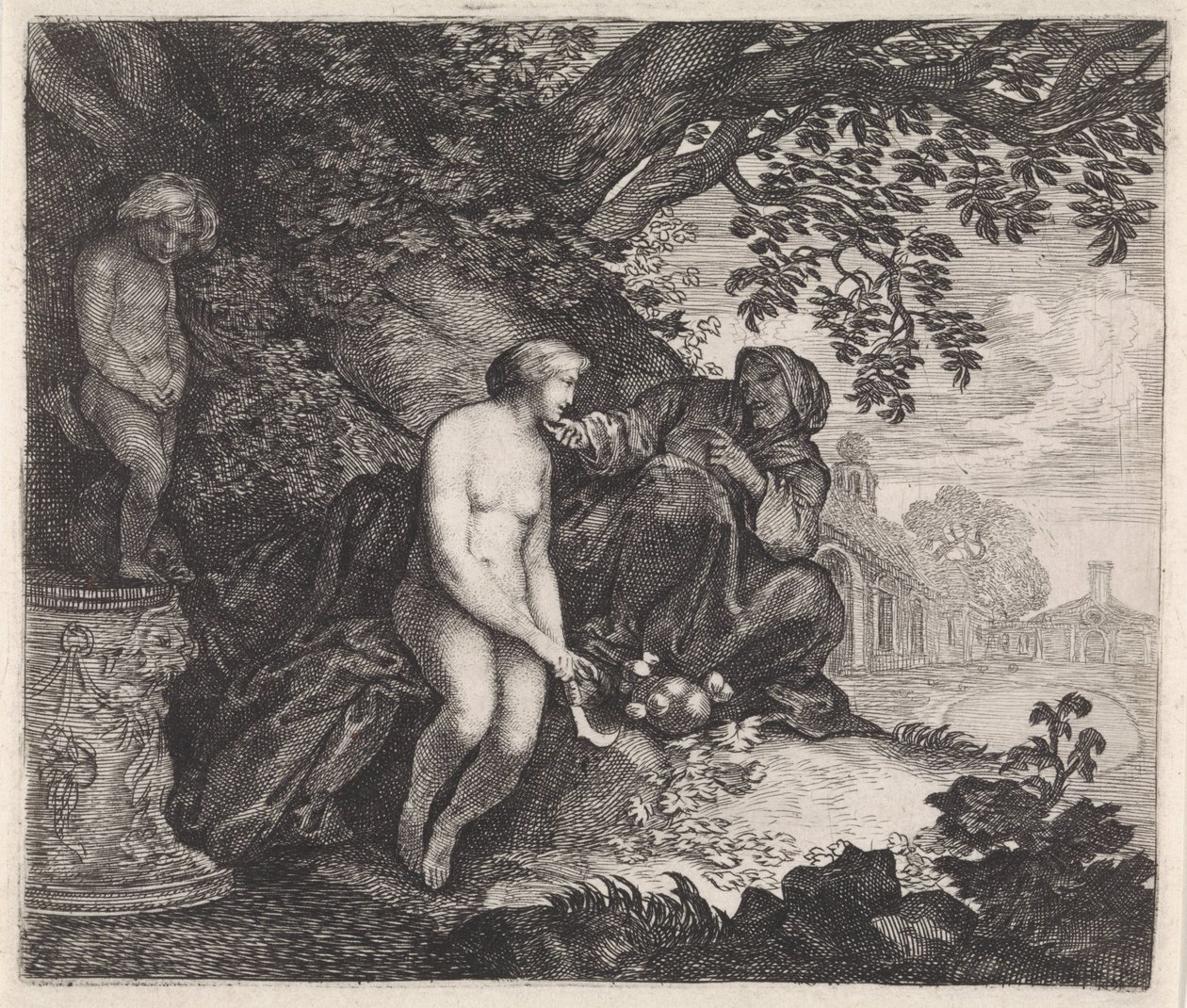 Vertumnus tenta seduzir Pomona de Moyses van Wtenbrouck