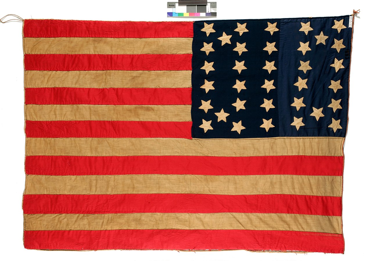 Bandeira: 34 estrelas americanas, 1861-63 (lã e algodão) (ver 398897 para o recto) de Mrs. John E. Forbes