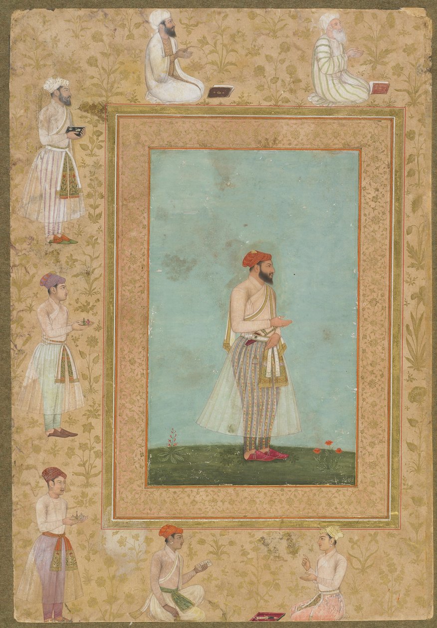 Um Courtier, do falecido Álbum de Shahjahan, destacou o manuscrito, c.1650 de Mughal School