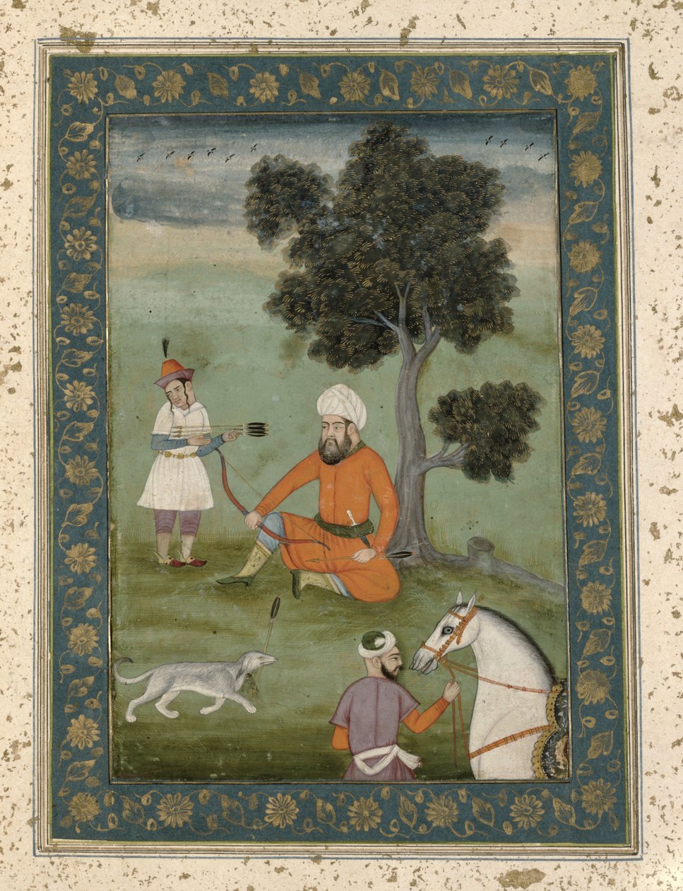 Um nobre transoxoniano sentado debaixo de uma árvore, do álbum Large Clive, c.1765 de Mughal School