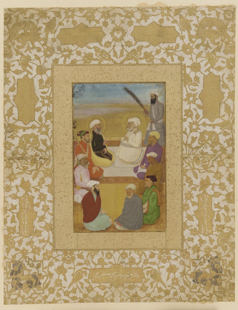 Dara Shikoh com Mian Mir e Mulla Shah, álbum separado com pintura, c.1640 de Mughal School