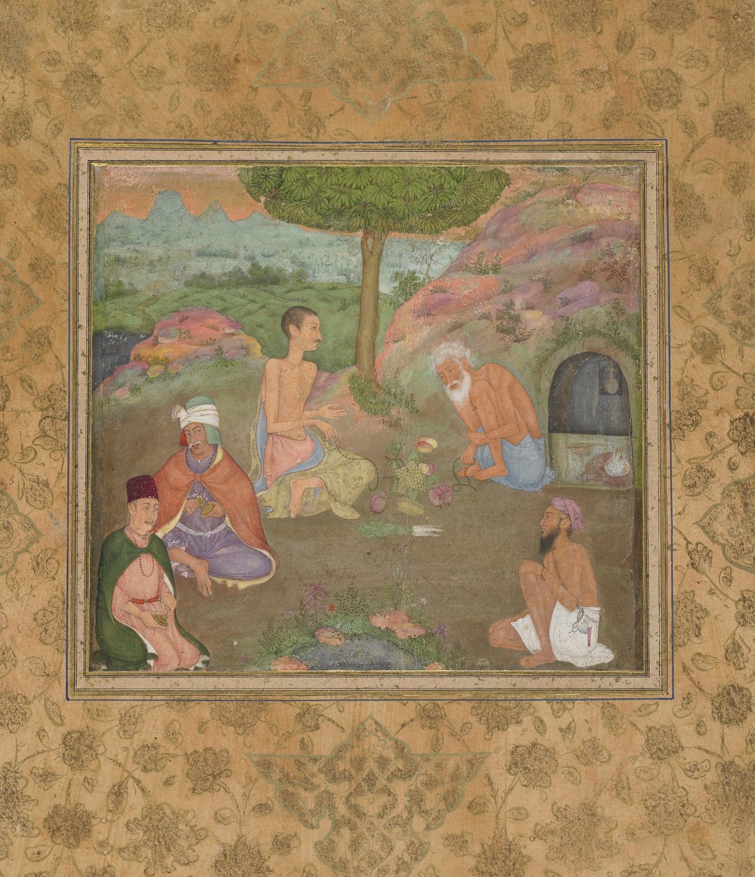 Cinco Homens Sagrados, folio manuscrito destacado, c.1670 de Mughal School