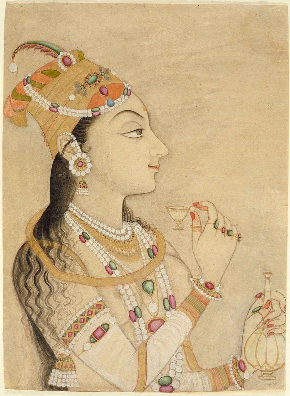 Retrato Idealizado da Imperatriz Mughal Nur Jahan de Mughal School