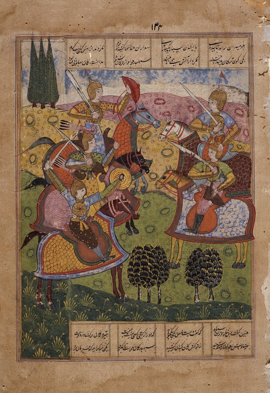 Encontro de Guerreiros, 1620-25 de Mughal School