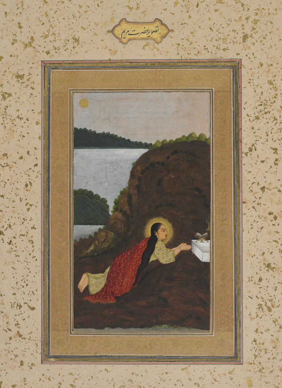A Virgem Maria em oração do álbum Impey, fólio manuscrito, c.1770 de Mughal School