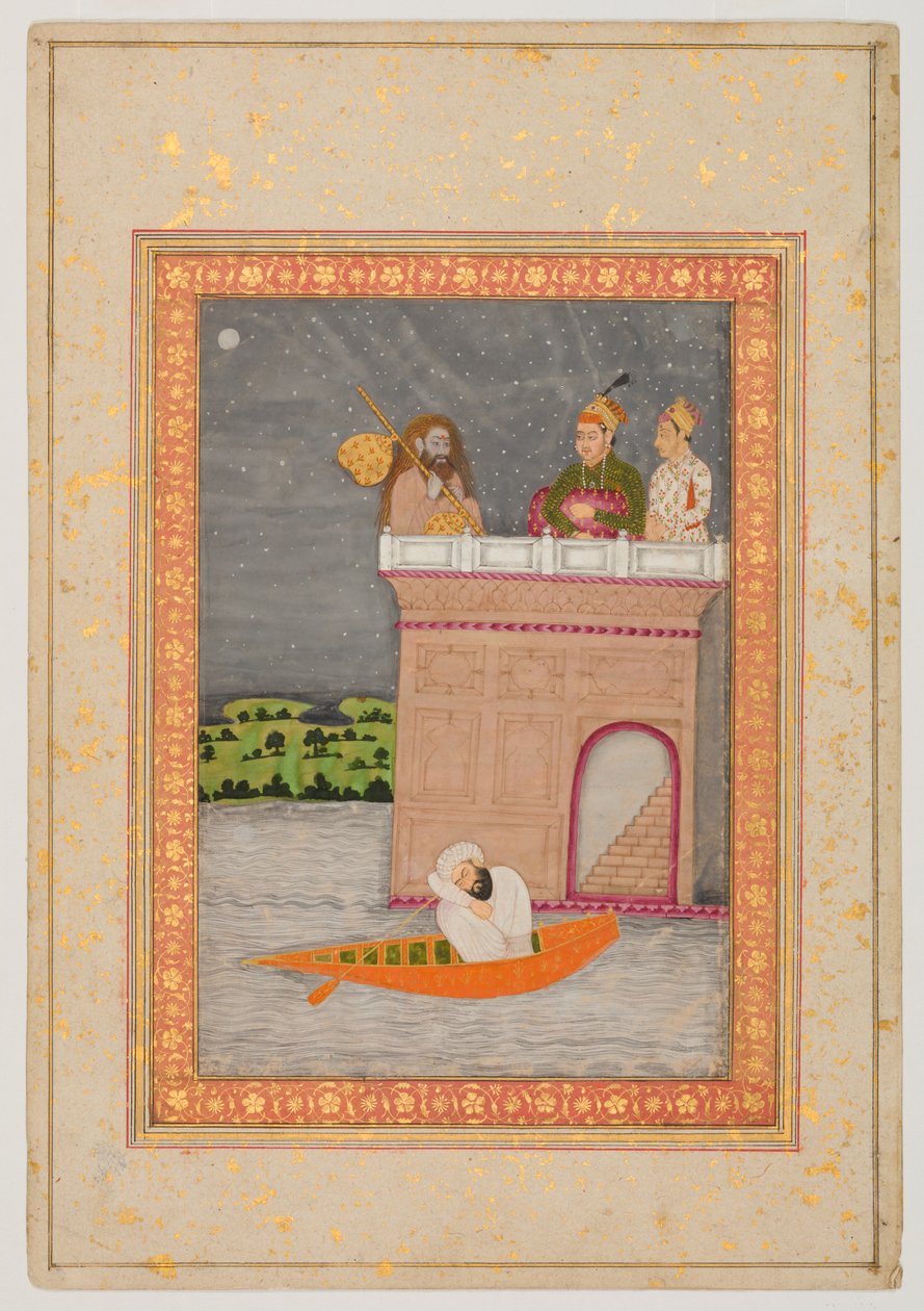 Kedara Ragini, c.1760 (tinta e ouro sobre papel) de Mughal School