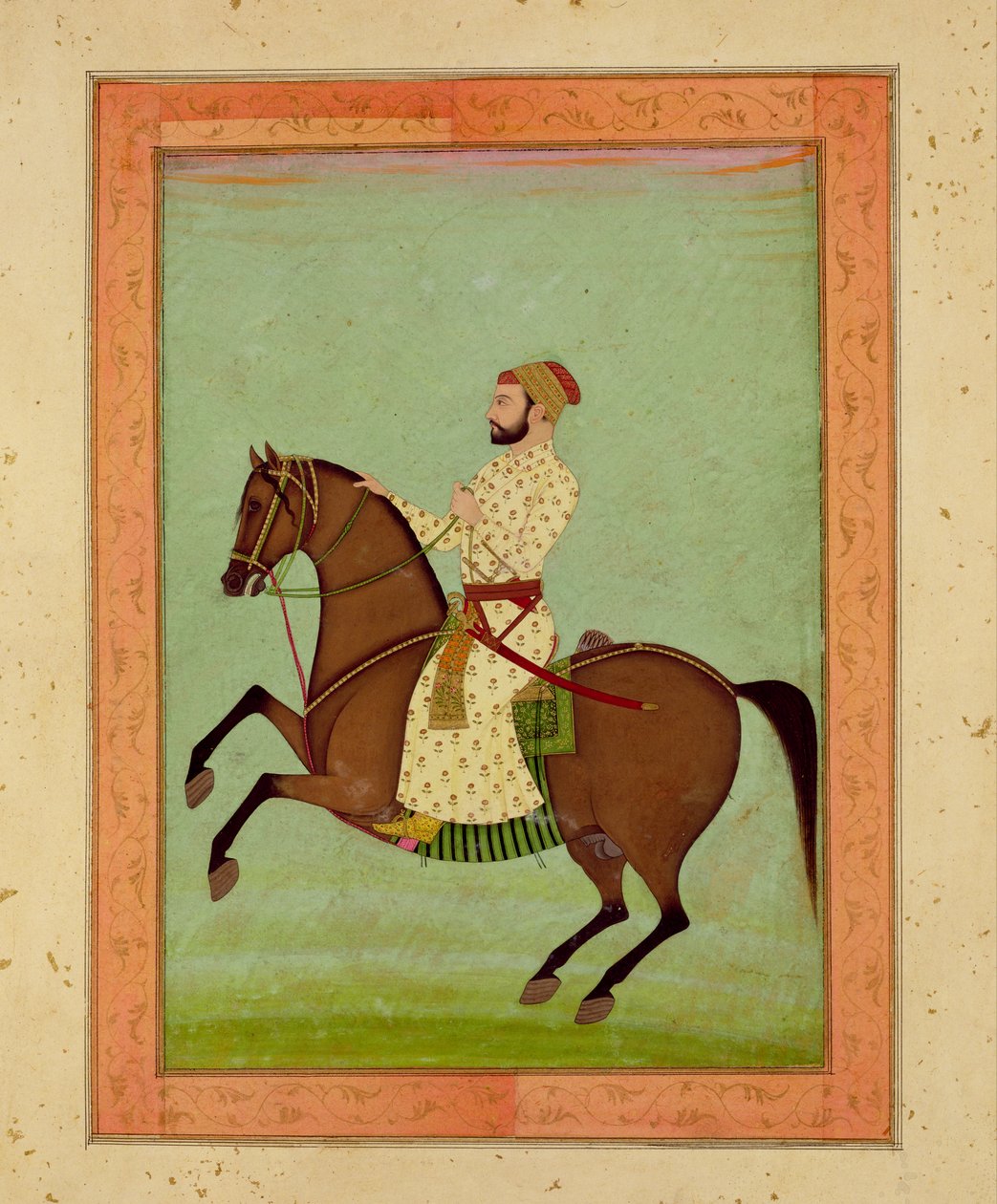 Um nobre de Mughal a cavalo, c.1790, do álbum grande de Clive de Mughal School