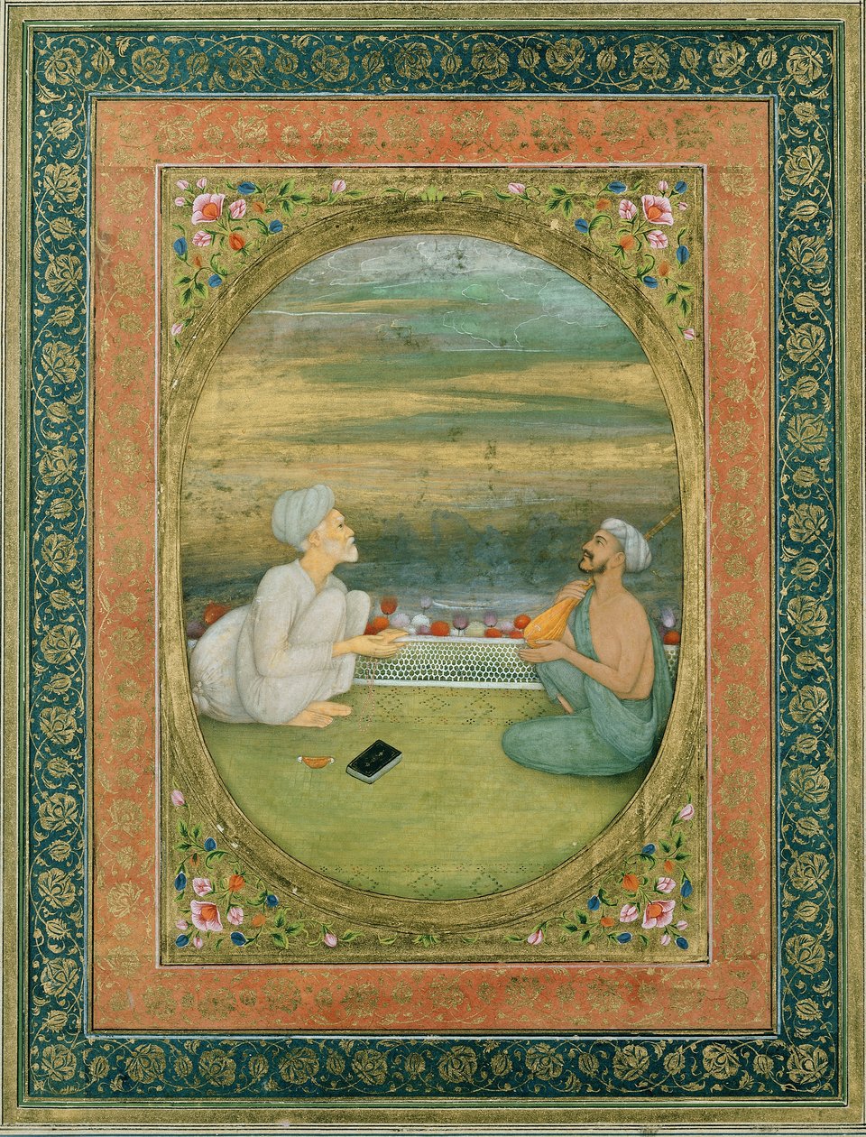 Um mulá e um músico, c.1640-1650 de Mughal School