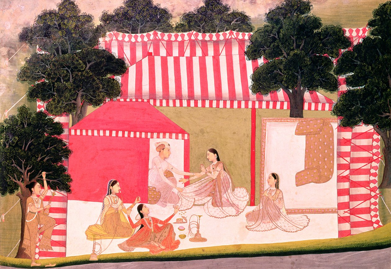 Um príncipe e seu harém de Mughal School