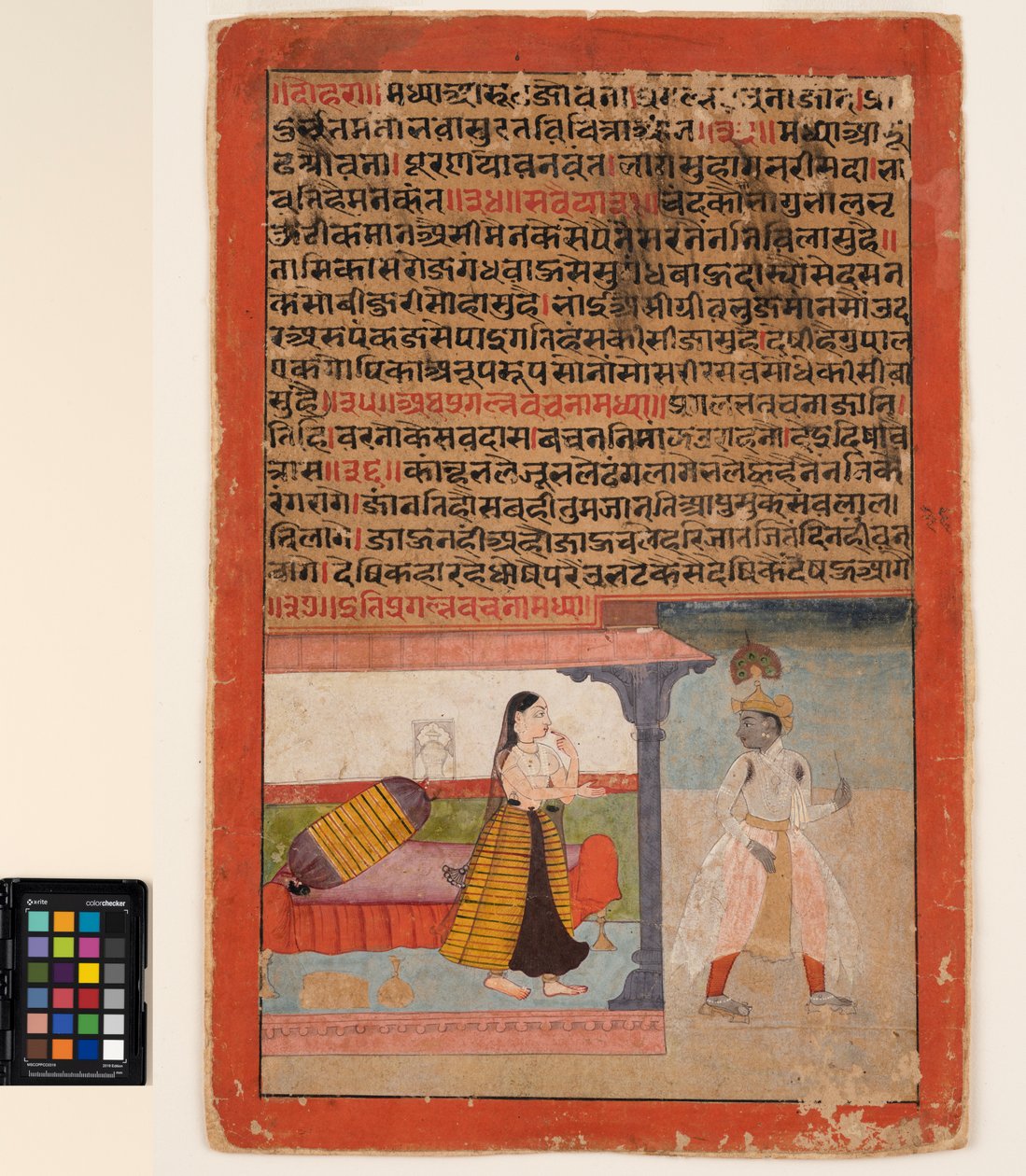 Um amante deixa sua amante desconsolada, c.1625 (aquarela opaca sobre papel) de Mughal School