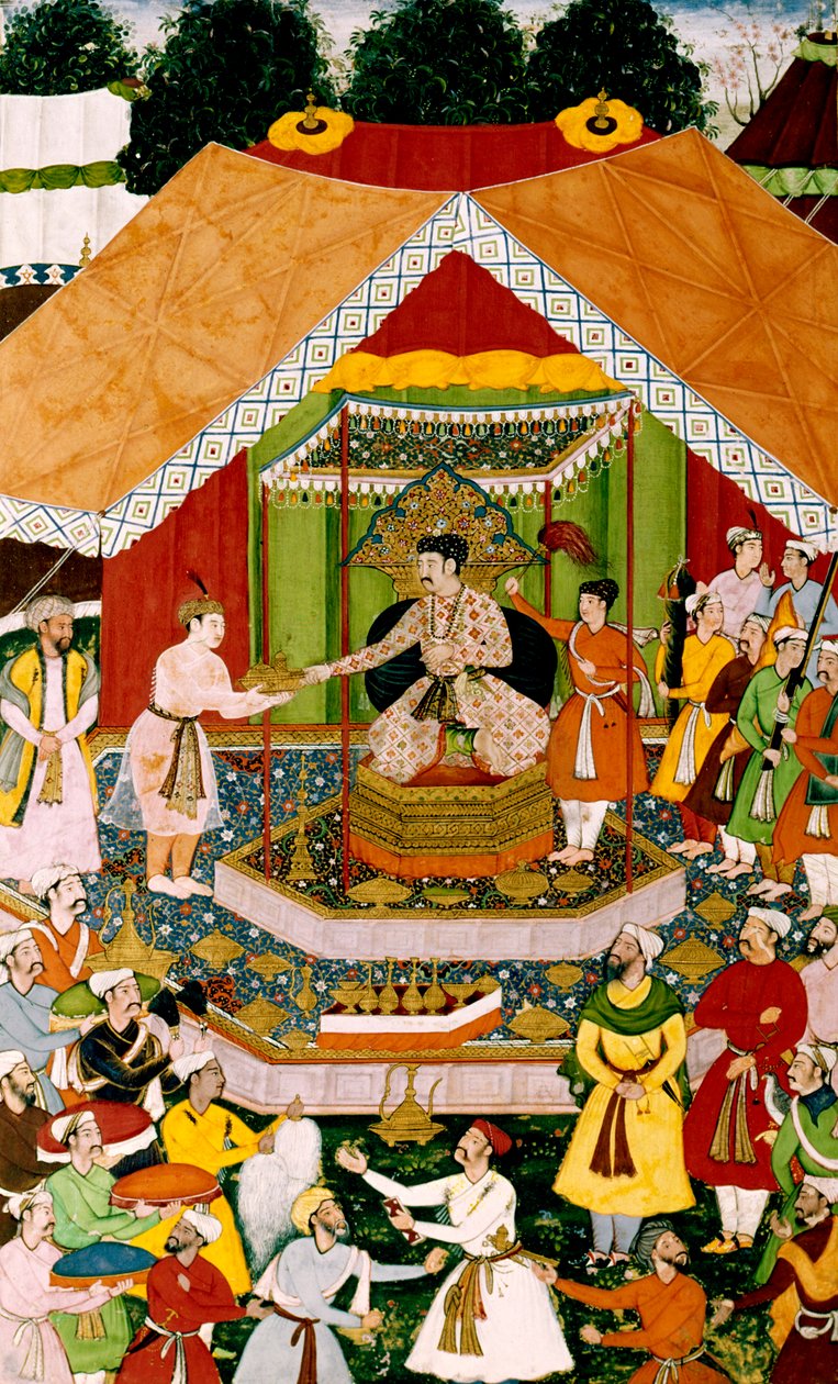 Akbar e Azim Khan em Dipalpur, c.1590-95 de Mughal School