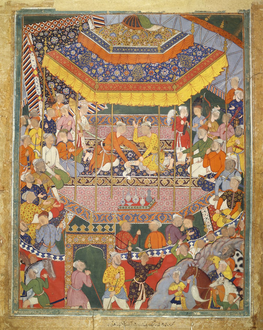 Alamshah conversa com Qubad, ilustração do Hamza Nama, c.1555-57 (bodycolour em algodão) de Mughal School