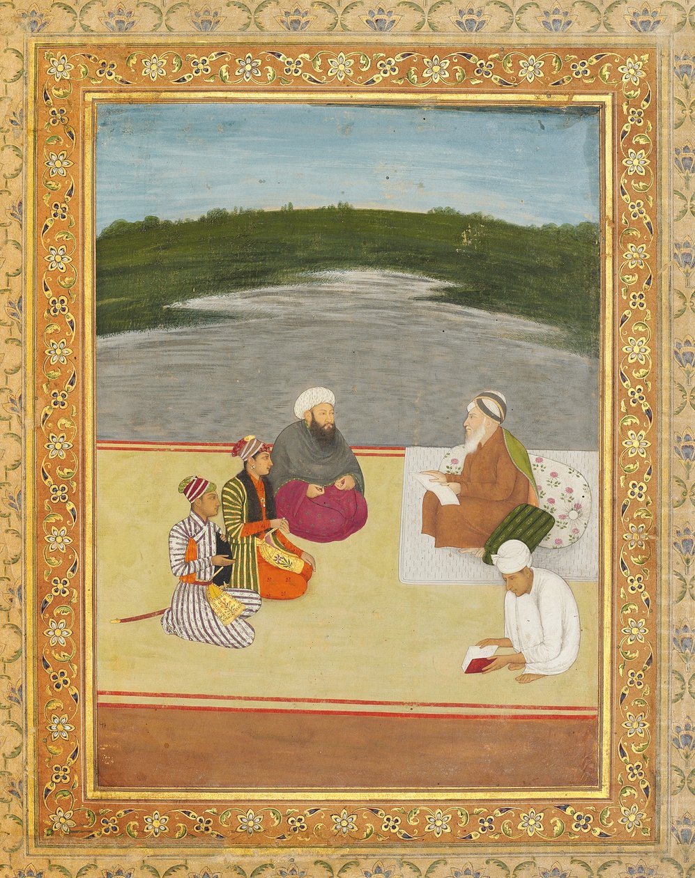 Discussão entre homens eruditos e príncipes, do final do século XVII ao início do século XVIII de Mughal School