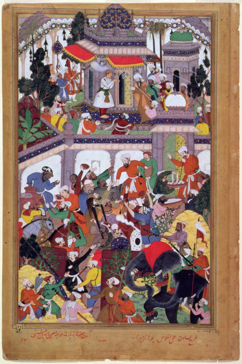 O Imperador Akbar (r.1556-1605) visita o santuário de Mu
