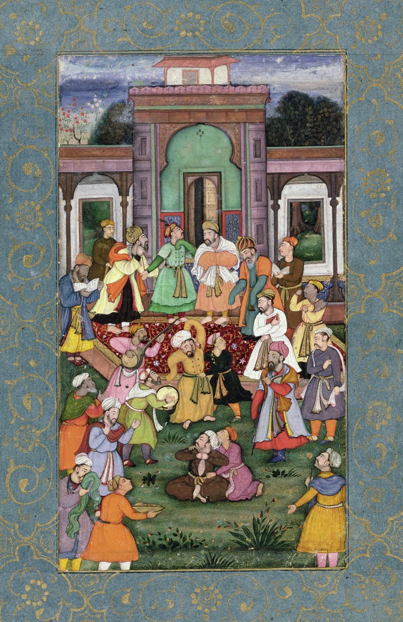 Grupo de Dervixes Rodopiantes, do Álbum Grande Clive, c.1595 (wc opaco com ouro sobre papel) de Mughal School