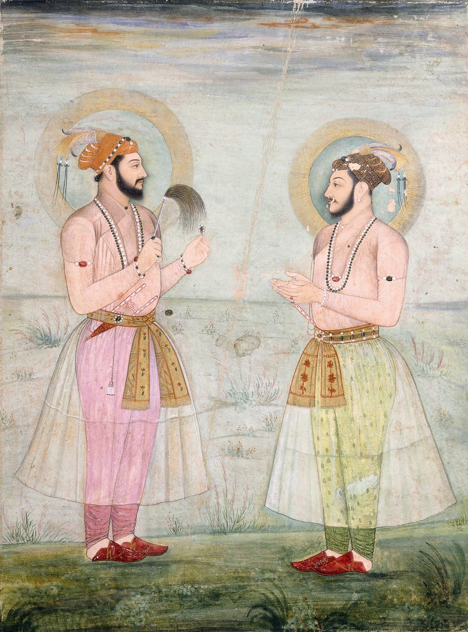Retratos do príncipe Dara Shikoh e do príncipe Sulaiman Shikoh Nimbate, c.1665 de Mughal School