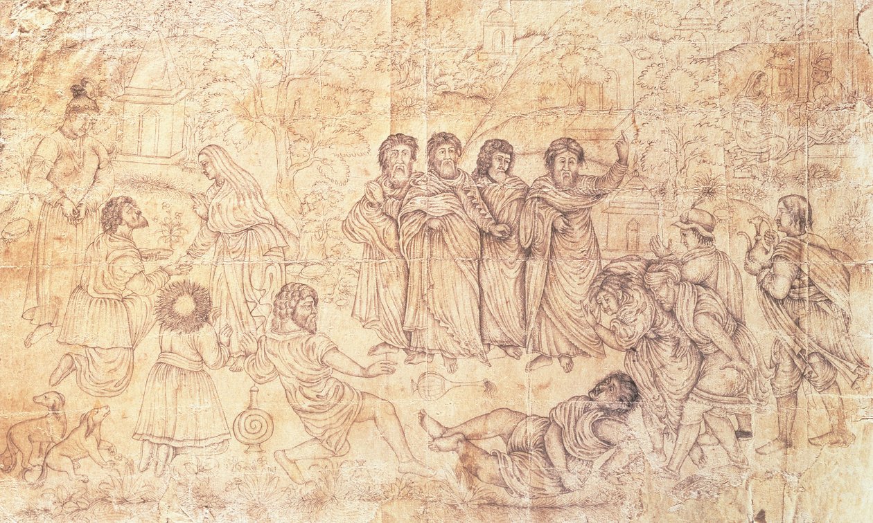 A morte de Ananias, c.1650-1680 de Mughal School