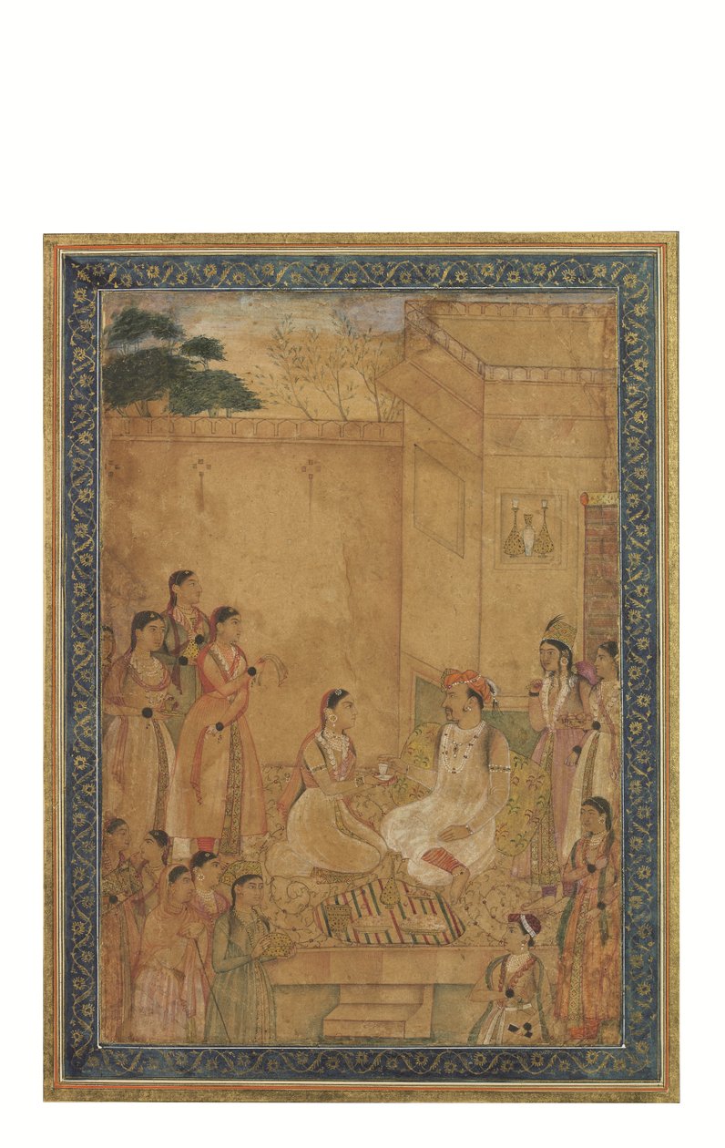 O Imperador Jahangir no Zenana de Mughal School