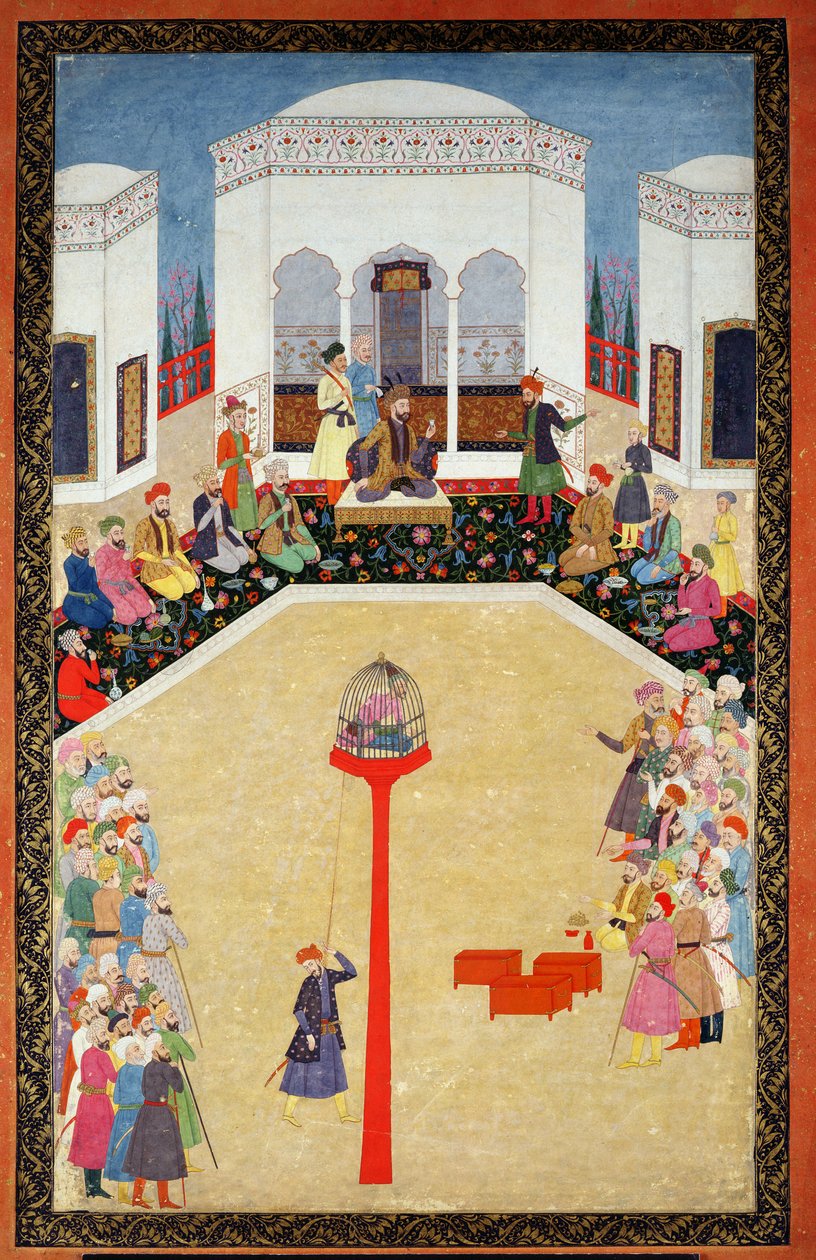 A captura do Sultão Bayazid da Turquia, Johnson Album I, no.2 numerado 9, c1680 (guache na folha do álbum) de Mughal School